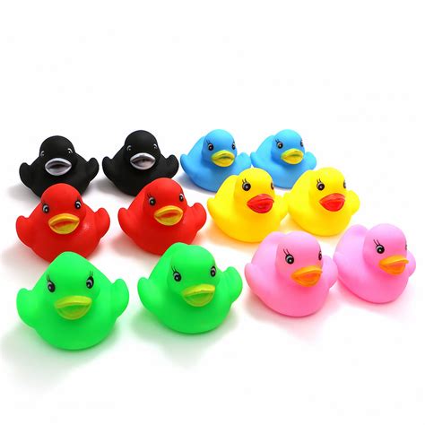 Novelty Place [Float & Squeak] Rubber Duck Ducky Baby Bath Toy for Kids Assorted Colors (12 Pcs ...