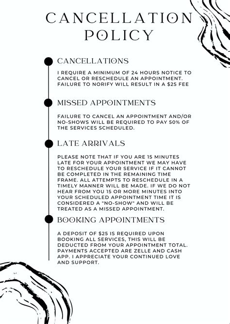 Salon Cancellation Policy, Salon Policy, Cancellation Policy - Etsy