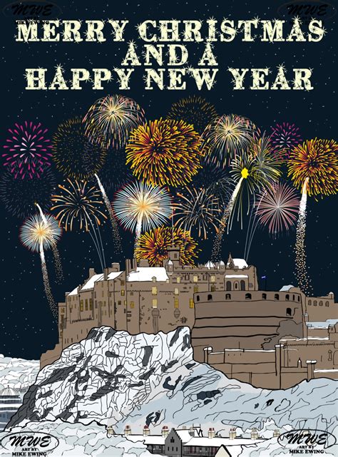 Edinburgh Castle Fireworks Christmas Card - Etsy