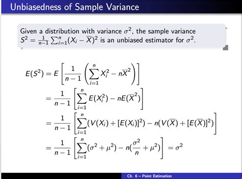 probability - Unbiasedness of Sample Variance (missing a step in the ...