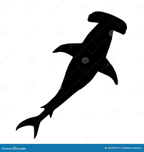 Vector Hand Drawn Hammerhead Shark Silhouette Stock Illustration - Illustration of nature ...