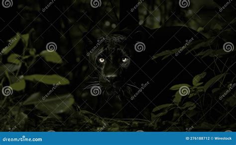 Panther Stalking Prey in Moonlit Jungle at Night Stock Illustration - Illustration of stealth ...