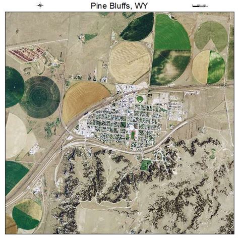 Aerial Photography Map of Pine Bluffs, WY Wyoming