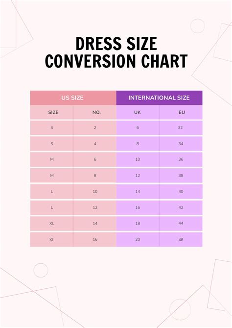 Dress Size Conversion Chart in PDF - Download | Template.net