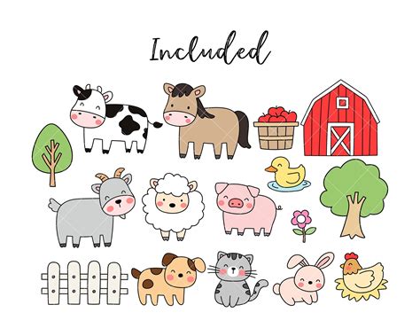 an image of farm animals with the word included in it's center and surrounded by other farm animals