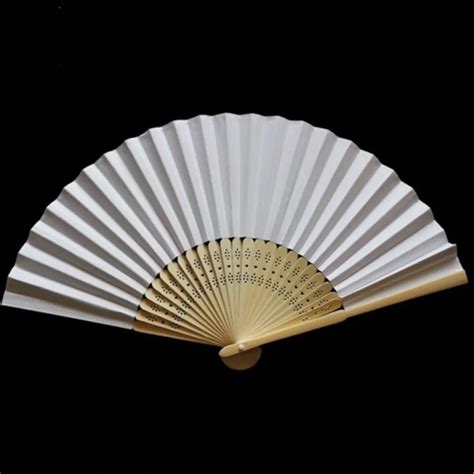 12 Pack Hand Held Fans White Paper decorative fan Bamboo party Folding ...