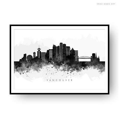 Vancouver Skyline Vancouver Canada Cityscape Art Print Wall | Etsy