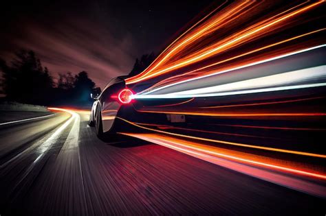 Premium Photo | Long exposure of a car driving at night with its ...