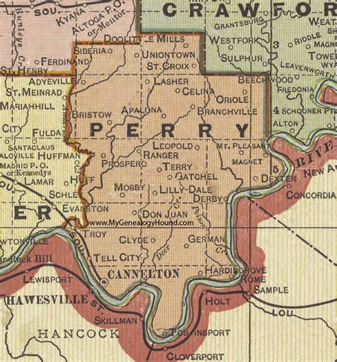 Perry County, Indiana, 1908 Map, Tell City, Cannelton