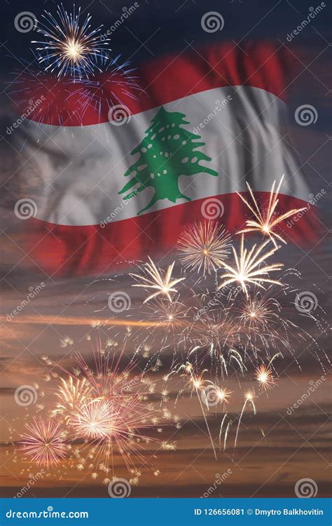 Fireworks and Flag of Lebanon Stock Image - Image of festival, concept ...