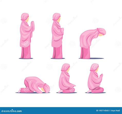 Muslim Female Praying Position Step Guide Instructions Symbol, Islam ...