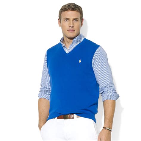 Lyst - Ralph lauren Vneck Pima Cotton Sweater Vest in Blue for Men