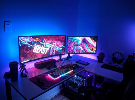 Setup Desk, Gaming Desk Setup, Diy Computer Desk, Pc Setup, Office Setup, Gaming Computer, Razer ...