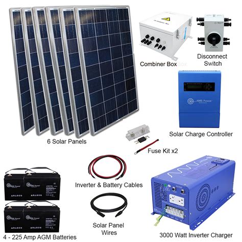 720 WATT SOLAR WITH 3000 WATT PURE SINE POWER INVERTER CHARGER 24 VDC ...