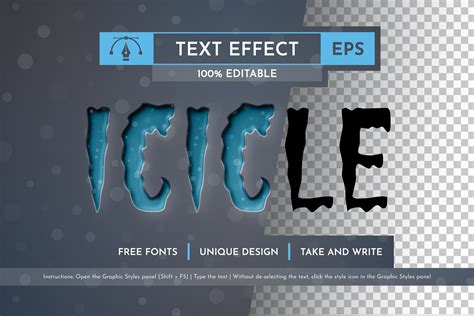 Icicle Editable Text Effect, Font Style Graphic by rwgusev · Creative ...