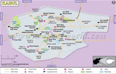 Kabul Map, Kabul Afghanistan