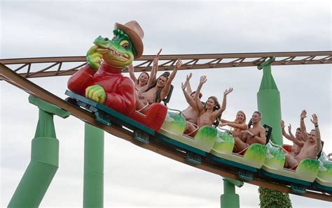 Pictures as naked rollercoaster riders fail to break Guinness World ...