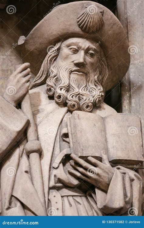 Oviedo Cathedral - Statue of Saint James the Greater Stock Photo ...