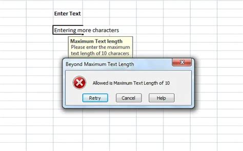 How to add Error Messages in Excel