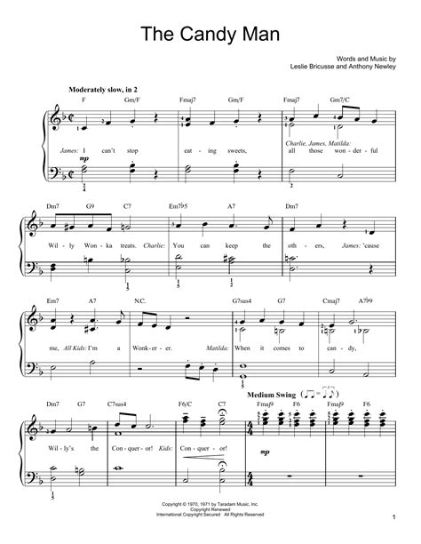 The Candy Man by Sammy Davis Jr. Sheet Music for Easy Piano at Sheet Music Direct