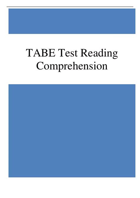 TABE Test Reading Comprehension - TABE Reading Comprehension - Stuvia US