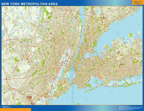 New York Agglomeration wall map | Wall maps of countries of Europe and ...