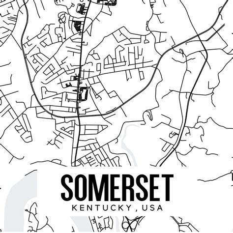 Somerset Kentucky Map Printable Printable Map for Office | Etsy