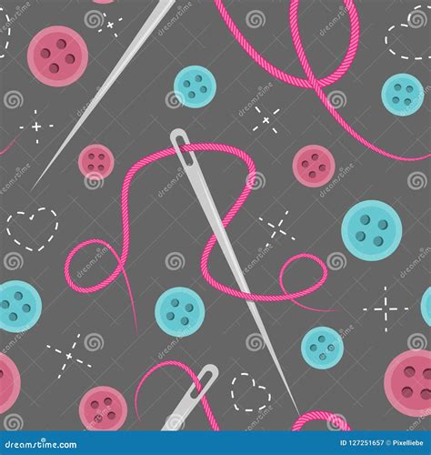 Seamless Sewing Background Vector Pattern Stock Illustration ...