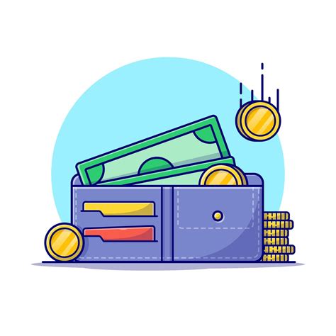 Wallet With Money Cartoon Vector Icon Illustration. Finance Object ...