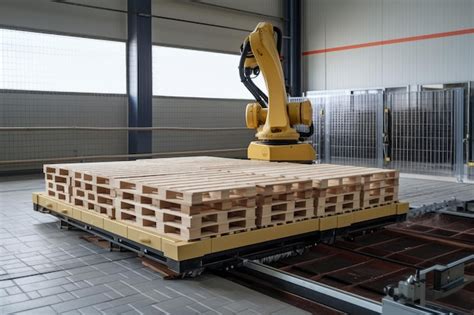 Premium Photo | Palletizing robot with finished pallet ready for shipment created with generative ai