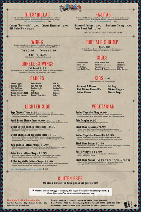 Mojo's-Food. Music. Soul. (Silver Springs Location) menu in Ocala, Florida, USA