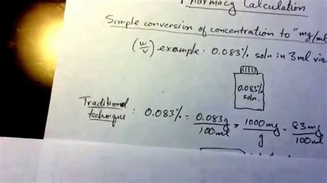 Concentration % to "mg/ml" or "mg/g". A simple conversion technique for pharmacy calculation ...