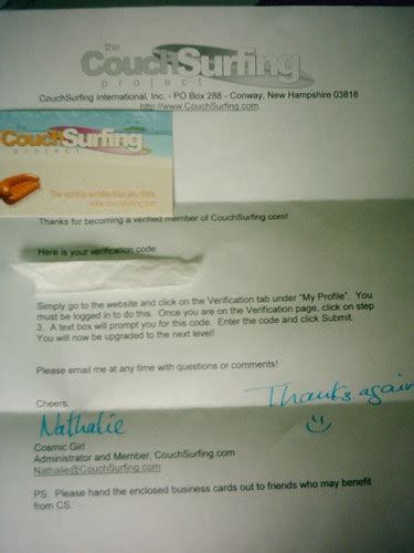 CouchSurfing.com verification letter. | If you make a donati… | Flickr