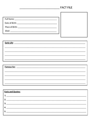 Free Printable Fact File Template - Printable Templates