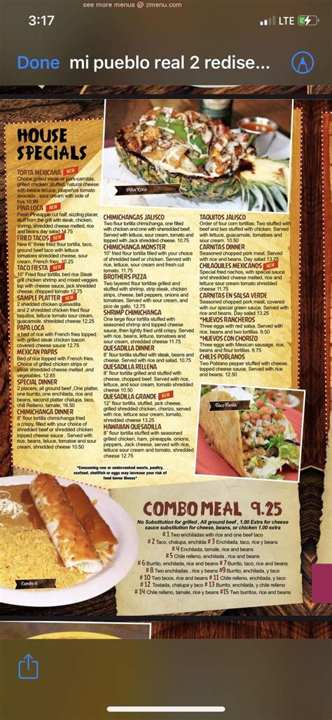 Online Menu of Mi Pueblo Real Restaurant, Burlington, Iowa, 52601 - Zmenu