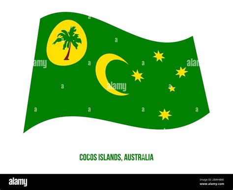 Cocos (Keeling) Islands (CC) Flag Waving Vector Illustration on White Background. Territory Flag ...