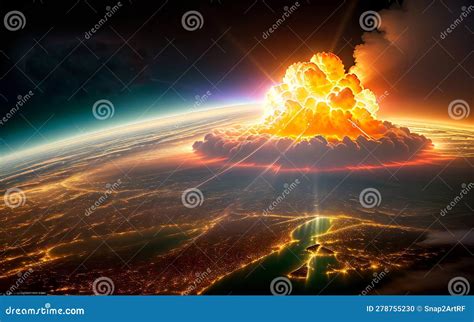 Dramatic Satellite Aerial Image of Massive Explosion Destroying City at ...