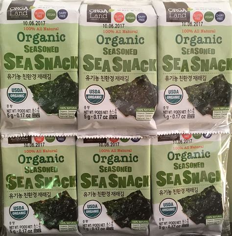 Organic Seasoned Sea Snack (Laver) - Pack of 12 (Roasted Seaweed ...