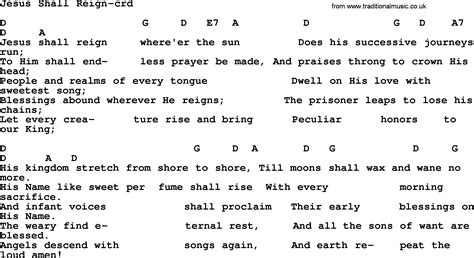 Top 500 Hymn: Jesus Shall Reign - lyrics, chords and PDF