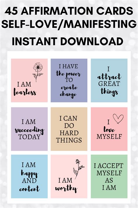 Positive affirmation cards printable daily affirmation cards self care cards manifestation cards ...