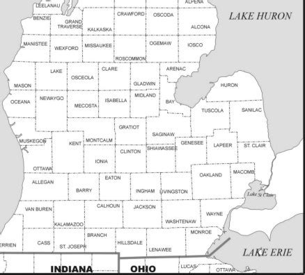 MICHIGAN MAP COUNTY OUTLINE download to your computer