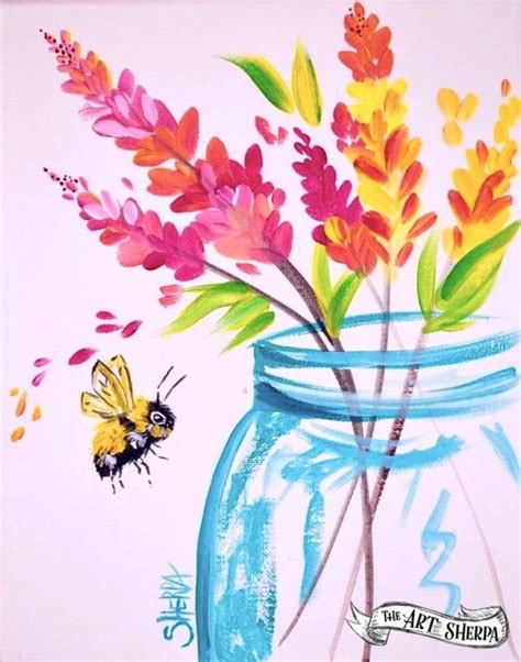 Easy Flower Jar Acrylic Painting Tutorial For Beginners Step By Step ...