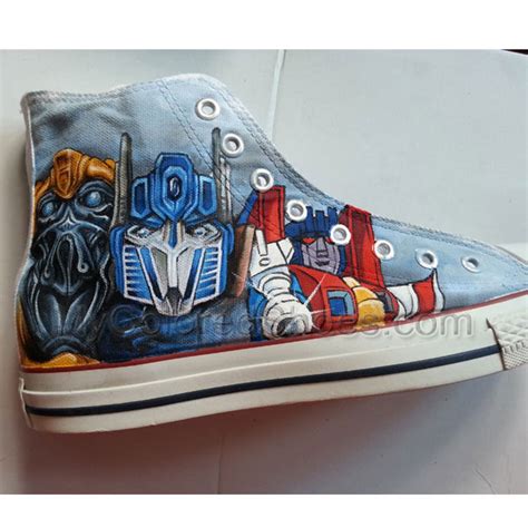 Transformers Sneakers Custom Hand Painted High Top Shoes Transformers High Quality Hand Painting ...