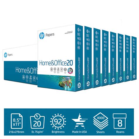 HP Printer Paper, Home & Office 20lb, 8.5x11, 8 Ream, 4000 Sheets ...