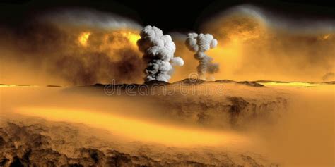 The Surface of Planet Venus Stock Illustration - Illustration of fire ...