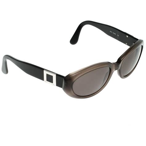 Bvlgari Black/Brown 810 Oval Sunglasses For Sale at 1stDibs