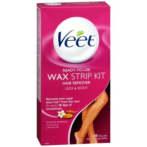 VEET Ready-to-Use Wax Strip Kit Hair Remover Legs & Body – 1 EA ...