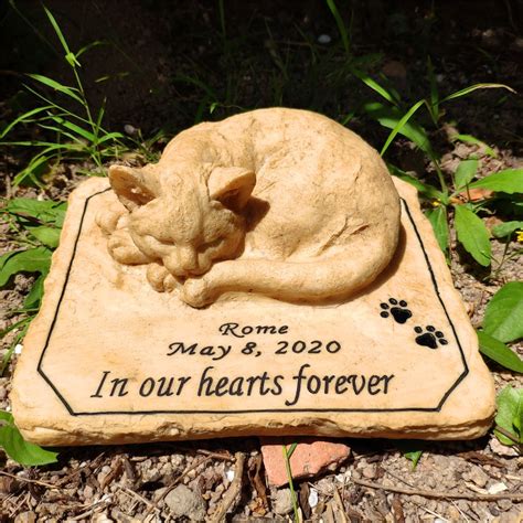 Cat Memorial Stones with A 3-D Cat Pet Memorial Stones Garden | Etsy