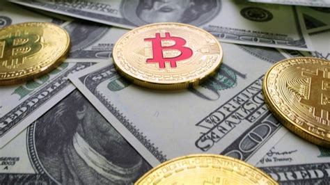 Gold Bit Coin BTC Coins and Dollar Bills, Stock Footage | VideoHive