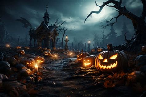 Premium AI Image | Halloween graveyard scene Haunting nightmare